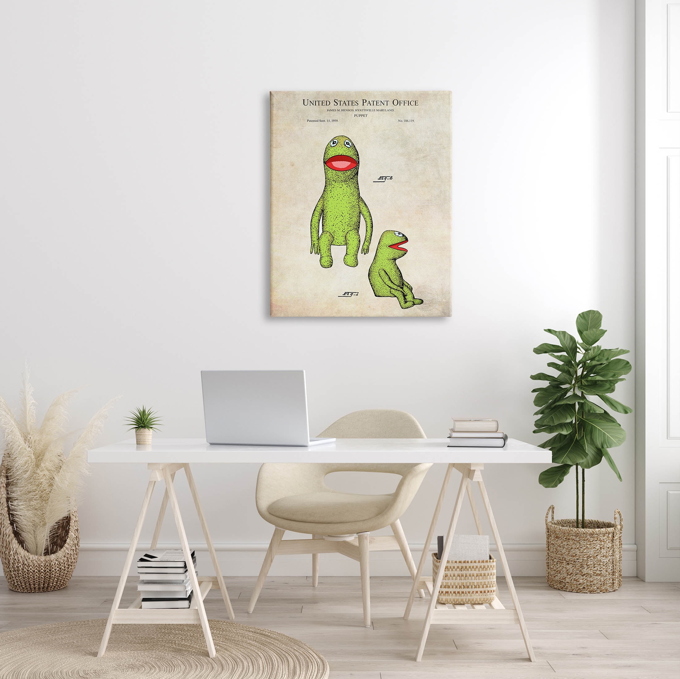 Stupell Industries Vintage Frog Character Puppet Graphic Art Gallery Wrapped Canvas Print Wall Art, Design by Karl Hronek