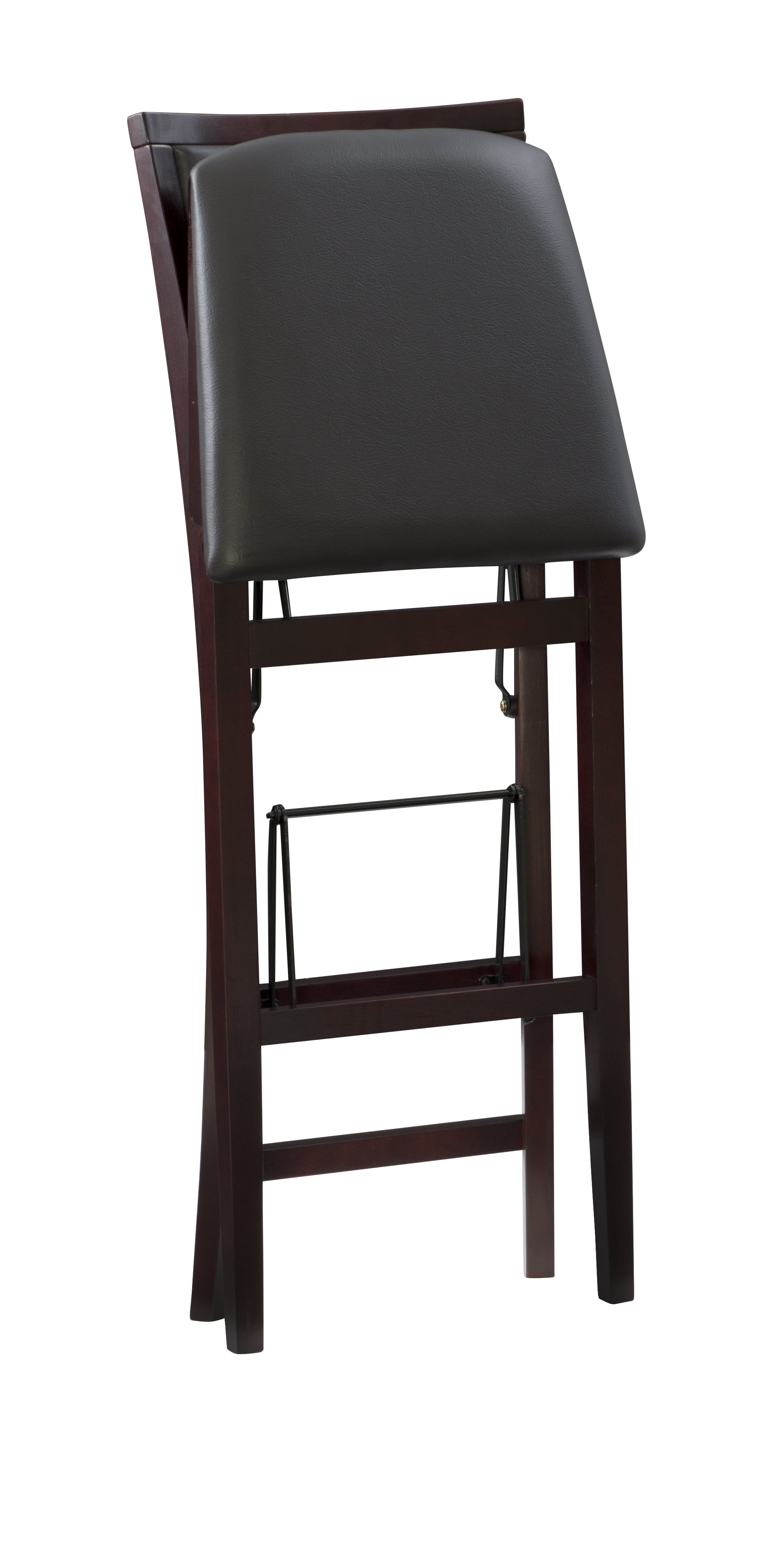 Linon Triena 24" Mid Back Indoor Upholstered Folding Bar Stool, Merlot/Dark Brown Faux Leather