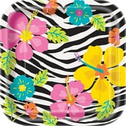7" Wild Luau Square Paper Dessert Plates, 10ct