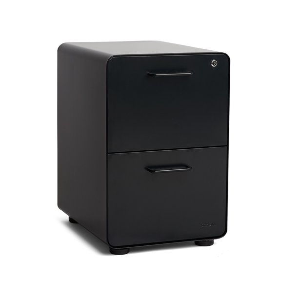 Poppin Black Stow 2-Drawer Vertical File Cabinet With Lock
