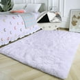 thumbnail image 6 of Soft Fluffy Area Rugs 48" x 63" White Shaggy Non-Slip Backing Floor Mats Plush Carpet for Living Room Bedroom, 6 of 7