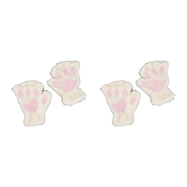 Guardurnaity Guantes sin dedos con garra de oso, suaves y cómodos, para un aspecto moderno, guantes de medio dedo, color blanco cálido Blanco 2Conjunto