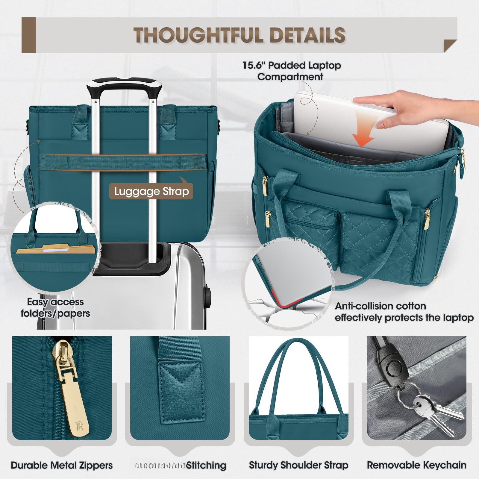 Teacher Tote Bag With Insulated Lunch Compartment 15.6 Inch Laptop For Women Lightweight Work Bags Nurse