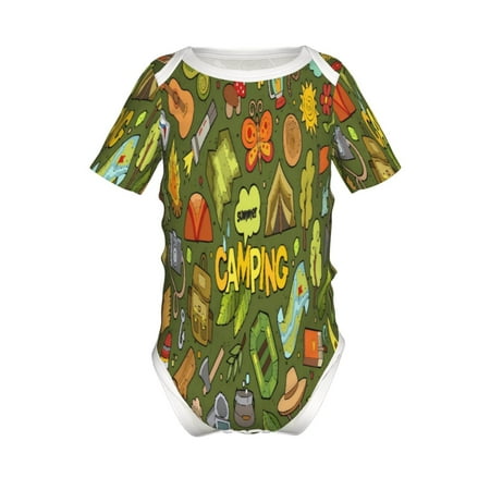 

Adobk Camping 1 Print Baby Climbing Clothes Jumpsuit Rompers Classic Rompers Child Short sleeve Bodysuits-3 Months