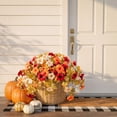 thumbnail image 4 of Scidweet Artificial Fall Flowers, 2Pcs Faux Fake Petunias Silk Flowers Plants Fall Decorations for Home Outdoor Garden Balcony Yard Front Porch Indoor Decor, Orange White Red, 4 of 7