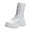 White, variant on Fesfesfes Platform Boots for Young Ladies Women's Round Toe Platform With Lace-up Motorcycle Mid-tube Ladies Fashion Increased Comfy Shoes 7.5(40)