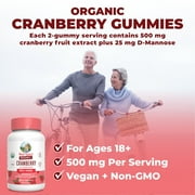 MaryRuth's Cranberry D-Mannose Gummies USDA Organic 500mg Cranberry Extract Urinary Health Vegan Adults Ages 18+, 60 Count