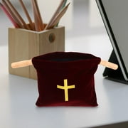FRCOLOR Embroidered Cross Pattern Church Offering Bag Large Capacity Pouch For Church Missions Baptism Christening And First Communion Ceremonies