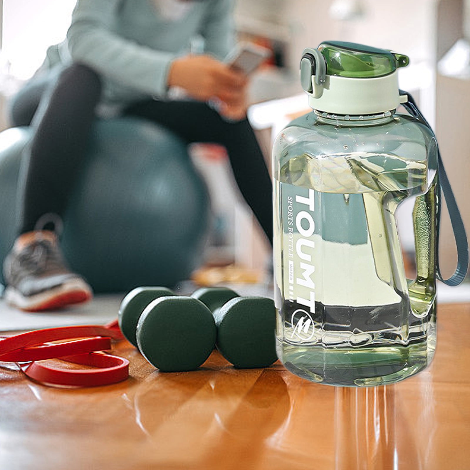4pcs THE GYM KEG Sports Water Bottle Half Gallon Carry Handle Big Water Jug for Sport Large Reusable Water Bottles Eco-friendly, Leakproof 2200mL