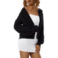 thumbnail image 4 of Diconna Women's Long Sleeve Button Cardigan Sweater Lapel Cable Knit Short Sweater Jacket, 4 of 9
