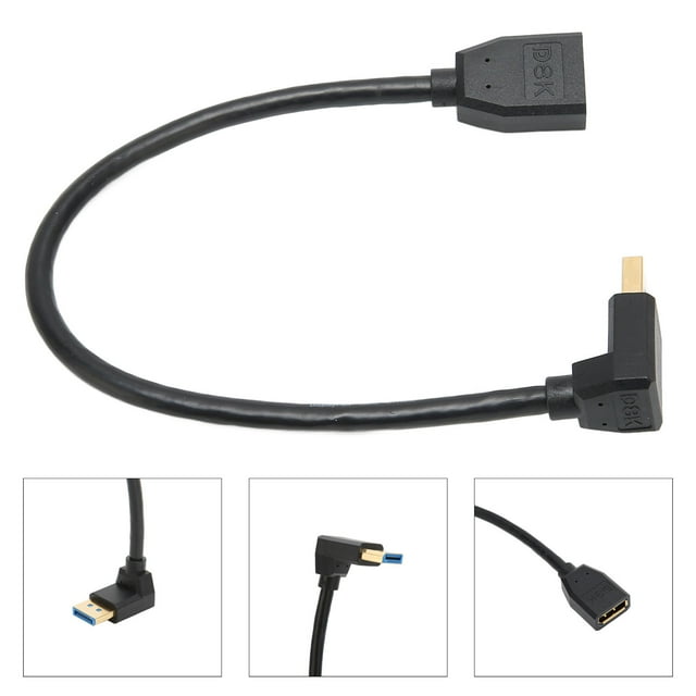 DisplayPort Cable 1.4, DisplayPort Male To Female Cable, Support Up To 8K/60Hz And 4K/144Hz, 90 Right Angled Display Port Cable For Computer/DVD/Gaming Monitor/Projector, Etc