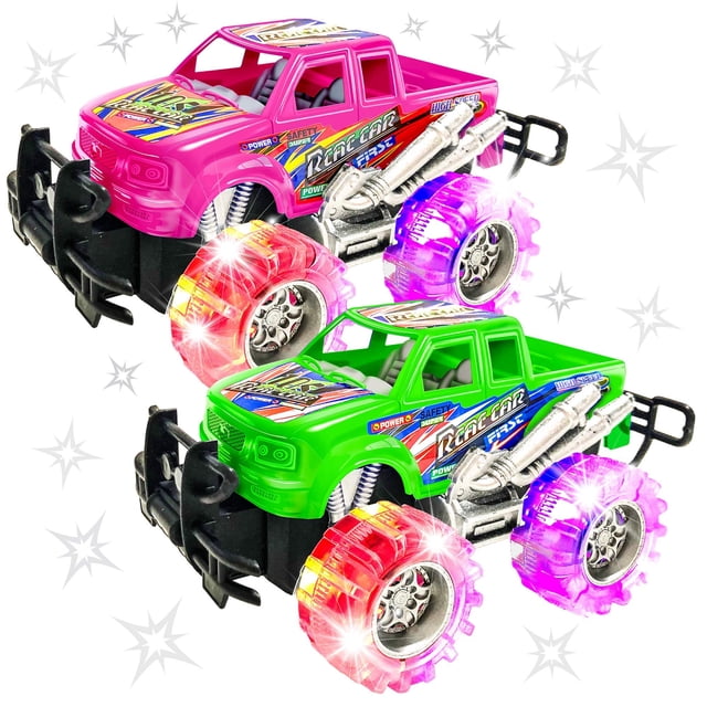 Toy Monster Truck ArtCreativity rosa/verde con neumáticos LED de 6 pulgadas
