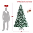 thumbnail image 2 of Gymax 7.5 FT Artificial Snow Flocked Christmas Tree Hinged Xmas Tree w/ Pine Cones, 2 of 10
