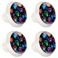 thumbnail image 2 of 4 Pcs Round White Knobs for Kitchen Cabinet Cupboard Dresser Bookcase Dog Paw Prints Drawer Pulls Handles Home Decor, 2 of 8