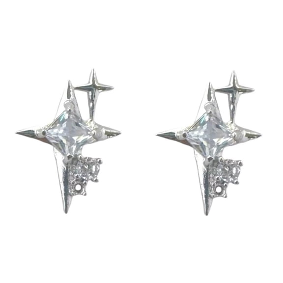 CZ Star Stud Earrings for Men Women Streetwear Punk Hip Hop Unisex Style