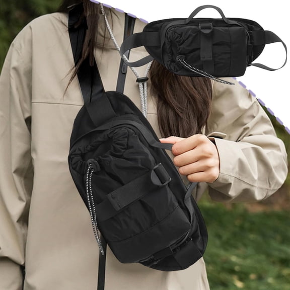 MMJ Sling Bag Crossbody Waist Pack with Water Bottle Holder Lightweight for Hiking Running 12.99x6.1x3.14in
