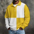 thumbnail image 6 of Atogsazn Men's Striped Button Down Sweatshirt Casual Waffle Collared Long Sleeve Pullover Sweater Fall Winter Tops Yellow XXXL Fashion, 6 of 7