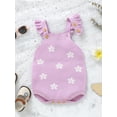 thumbnail image 3 of Bagilaanoe Newborn Baby Girl Rompers Sweater Floral Jacquard Sleeveless Bodysuits 3M 6M 12M 18M 24M Infant Casual One Piece Short Jumpsuit, 3 of 9