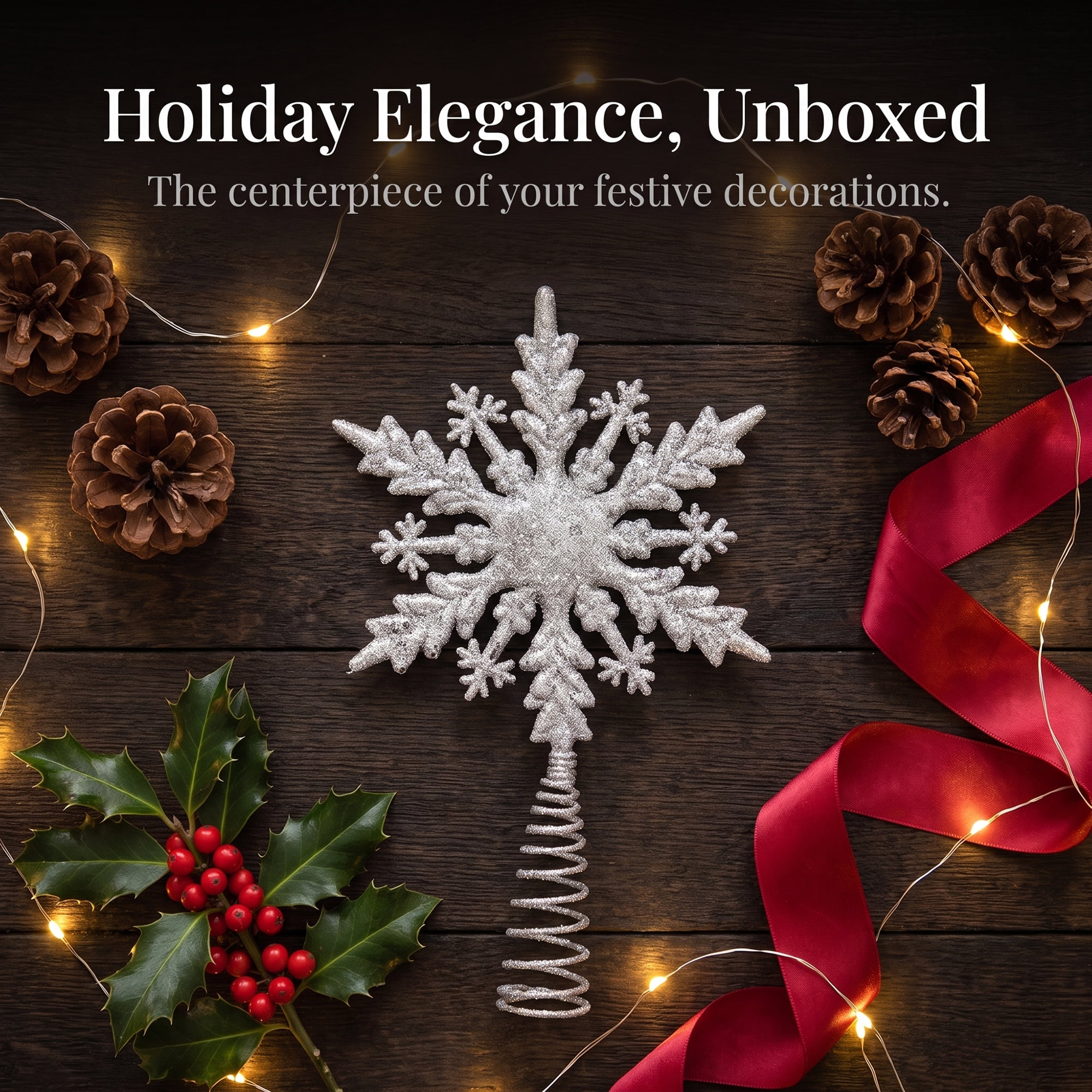 Unique Bargains Openwork Glittering Star Radiant Spring Mount Accent Silver Snowflake 7.9"