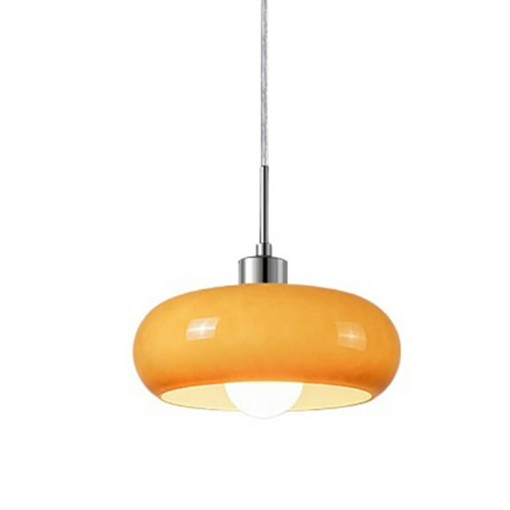 Creamy Style Glass Pendant Light, Nordic Vintage Pendant Lamp, Simple Japanese Minimalist Hanging Lighting Fixture for Over Kitchen Island Sink Dining Table Bar Counter Laundry Room Entryway
