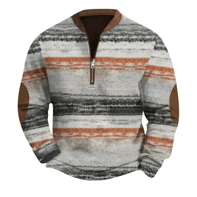Ediodpoh Fall and Winter Men's 3D Printed Half Zip Sweatshirt Mens Sweatshirt Orange L