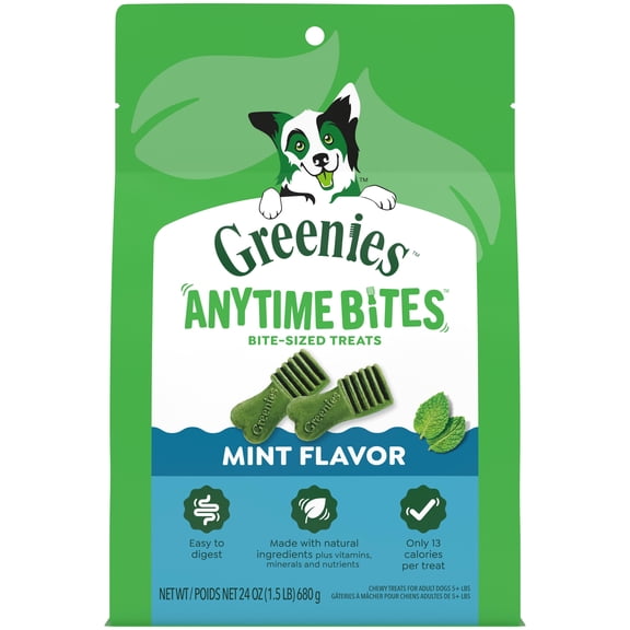 Greenies Anytime Bites Dog Treats, Mint Flavor, 24 oz bag