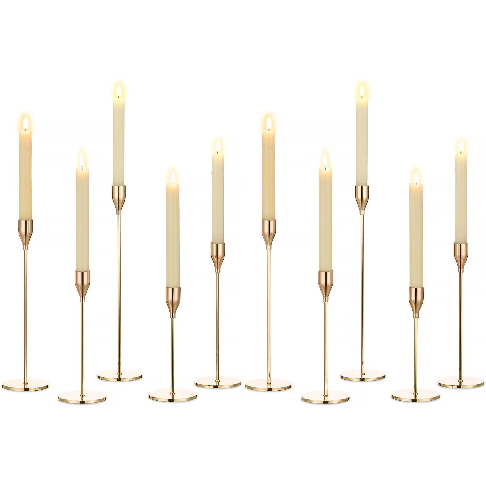 Gold Candlestick Holders Set of 10 Taper Candle Holder in Bulk for