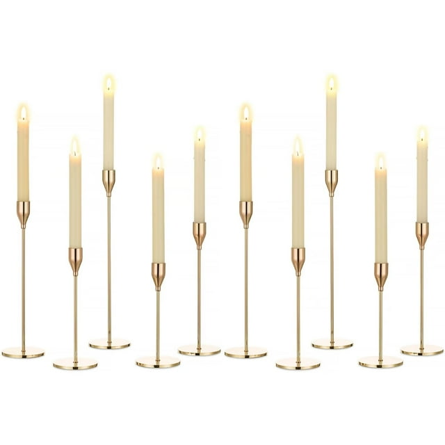 Gold Candlestick Holders Set of 10 Taper Candle Holder in Bulk for