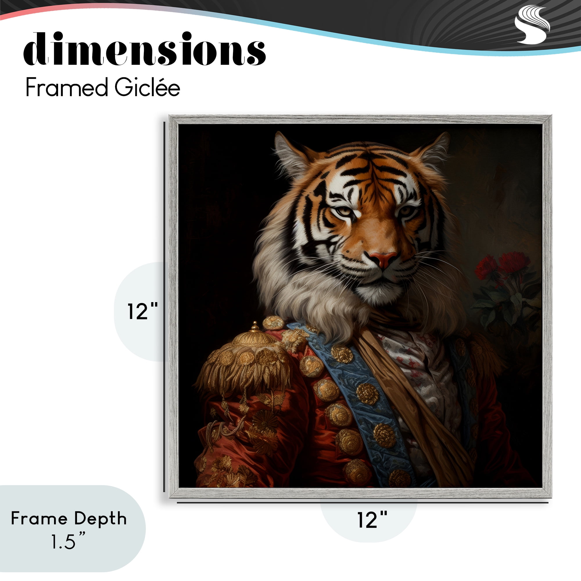 Stupell Industries Noble Tiger Transformation Gray Framed Giclee Art, design by Lazar Studio