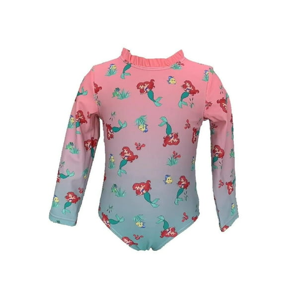 Traje de Baño para Beba Princesas Talla 3 Manga Larga con Estampado y Degradado Rosa