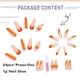 thumbnail image 3 of Uñas postizas Apuakthei con pegamento, uñas postizas extra largas, uñas acrílicas con punta francesa para mujer, uso diario, fiesta, 24 piezas/juego (líneas naranjas), 3 of 7