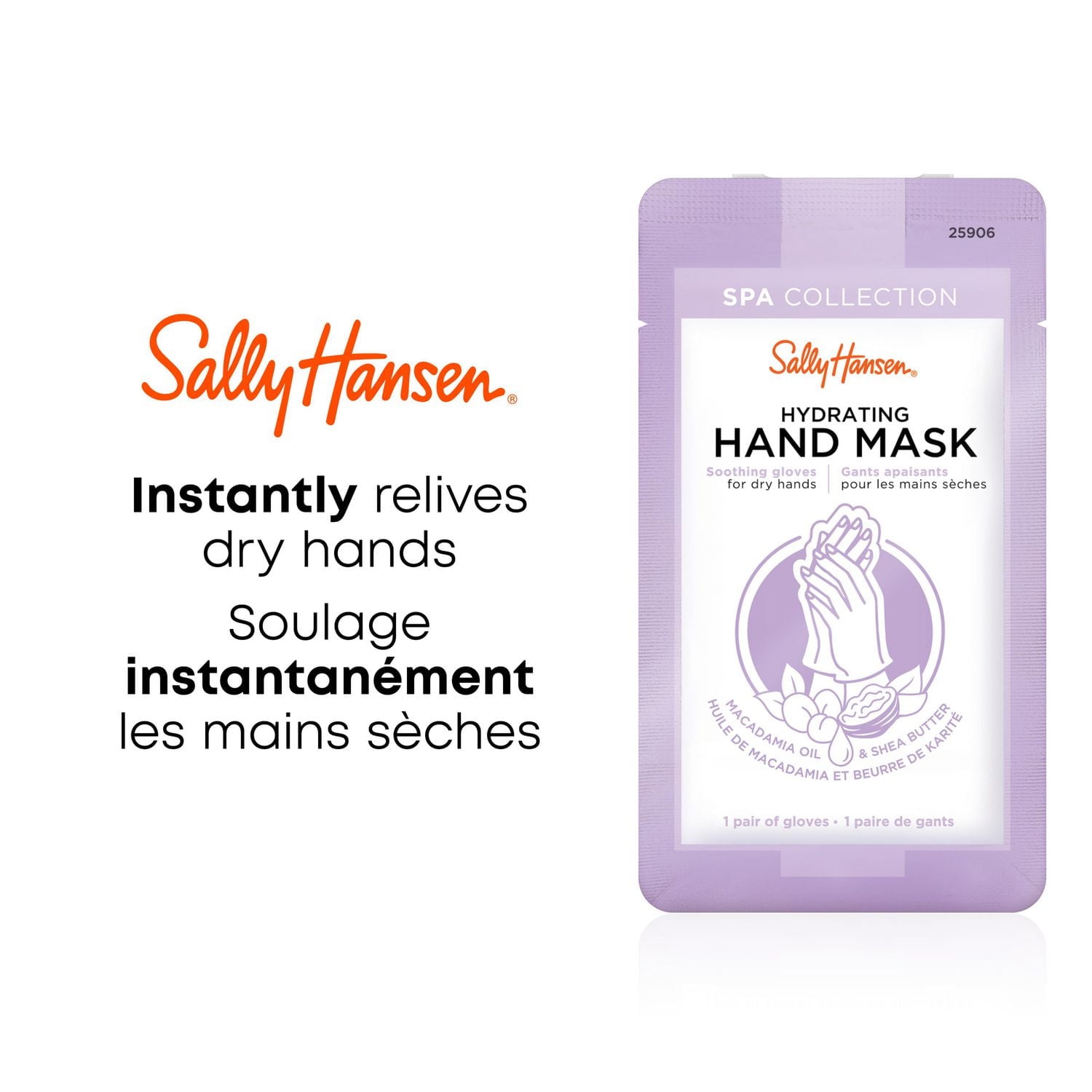 Sally Hansen Hydrating hand mask, Infused with a rich formula with Vitamin E, Macadamia, and Shea Butter, instantly relieves dry hands