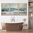 thumbnail image 3 of PixonSign Framed Canvas Print Wall Art Set Coastal Ocean Wave Beach Watercolor Seascape Nature Wilderness Illustrations Modern Art Decorative Rustic Relax/Calm Colorful for Bedroom - 16"x24"x3 Natural, 3 of 5