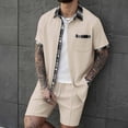 thumbnail image 2 of CHUMUD Mens 2 Piece Outfit Set Tracksuits Button Down Shirts jJackets and Shorts Summer Beach Vacation Lounge Workout Short Sleeve Plaid Sets Everyday, 2 of 9