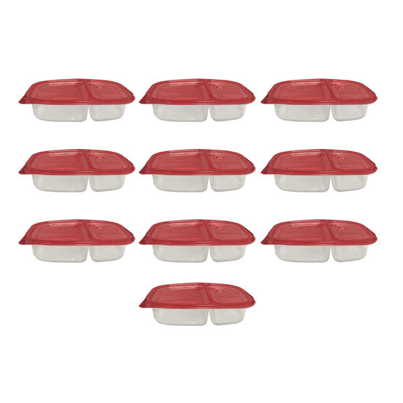 Set 10 Topper Reutilizables De Plástico Rectangular STYRKA 2 Divisiones Con Tapa Almacenamiento De comida Para Microondas