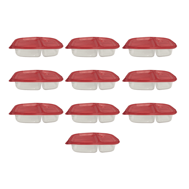 Set 10 Topper Reutilizables De Plástico Rectangular STYRKA 2 Divisiones Con Tapa Almacenamiento De comida Para Microondas