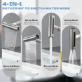 thumbnail image 3 of Waterfall Kitchen Sink Faucet with Pull Down Sprayer, 3 Modes(Sweep/Stream/Waterfall) Rotary Switch Stainless Steel Commercial Modern Faucet for Kitchen Sink Single Handle Brushed Nickel Sink Fuacet, 3 of 9