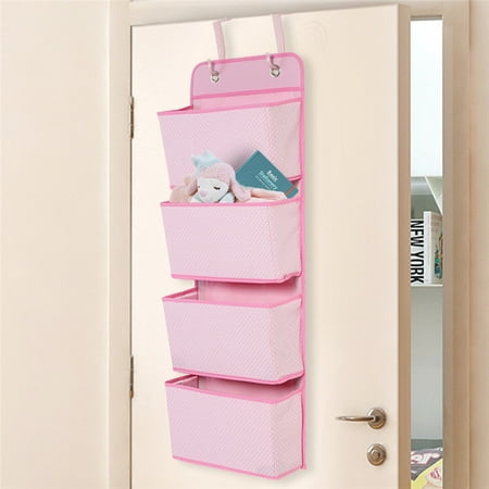 Hanging Closet Organizer, 4-Pockets Wall Mount/Over Door Storage for Toys, Purses, Keys, (Best Way To Store Purses In Closet)