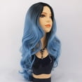 thumbnail image 4 of Guoxxzi Women's Micro Curly Long Hair Black Bule Gradient Inner Buckle Wig, 4 of 7