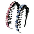 thumbnail image 7 of VEGCOO Wave Rhinestone Headbands 5pcs Plastic Tooth Comb Headbands Crystal Hair Loop Non-slip Wavy Hairbands for Women Girls, 7 of 7