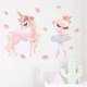 thumbnail image 3 of Pegatinas de pared de unicornio rosa para dormitorio infantil creativo, pegatina de niña bailarina, 3 of 5