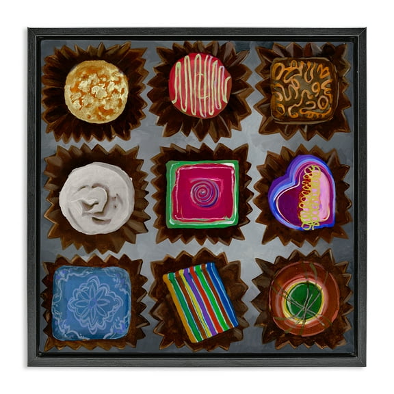 Stupell Industries Mixed Chocolate Pieces Food & Beverage Painting Black Floater Framed Canvas Art Print Wall Art, 18 x 18