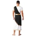 thumbnail image 2 of iixpin Mens Halloween Toga Robe Ancient Roman Costume Short Sleeve Greek God Tunic with Belt Black M, 2 of 7