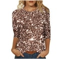 thumbnail image 2 of Womens Blouses Long Sleeve Tunic Tops Pleated Dressy Business Casual Crew Neck Shirts Fashion Outfits 2026 Rose Gold S, 2 of 5