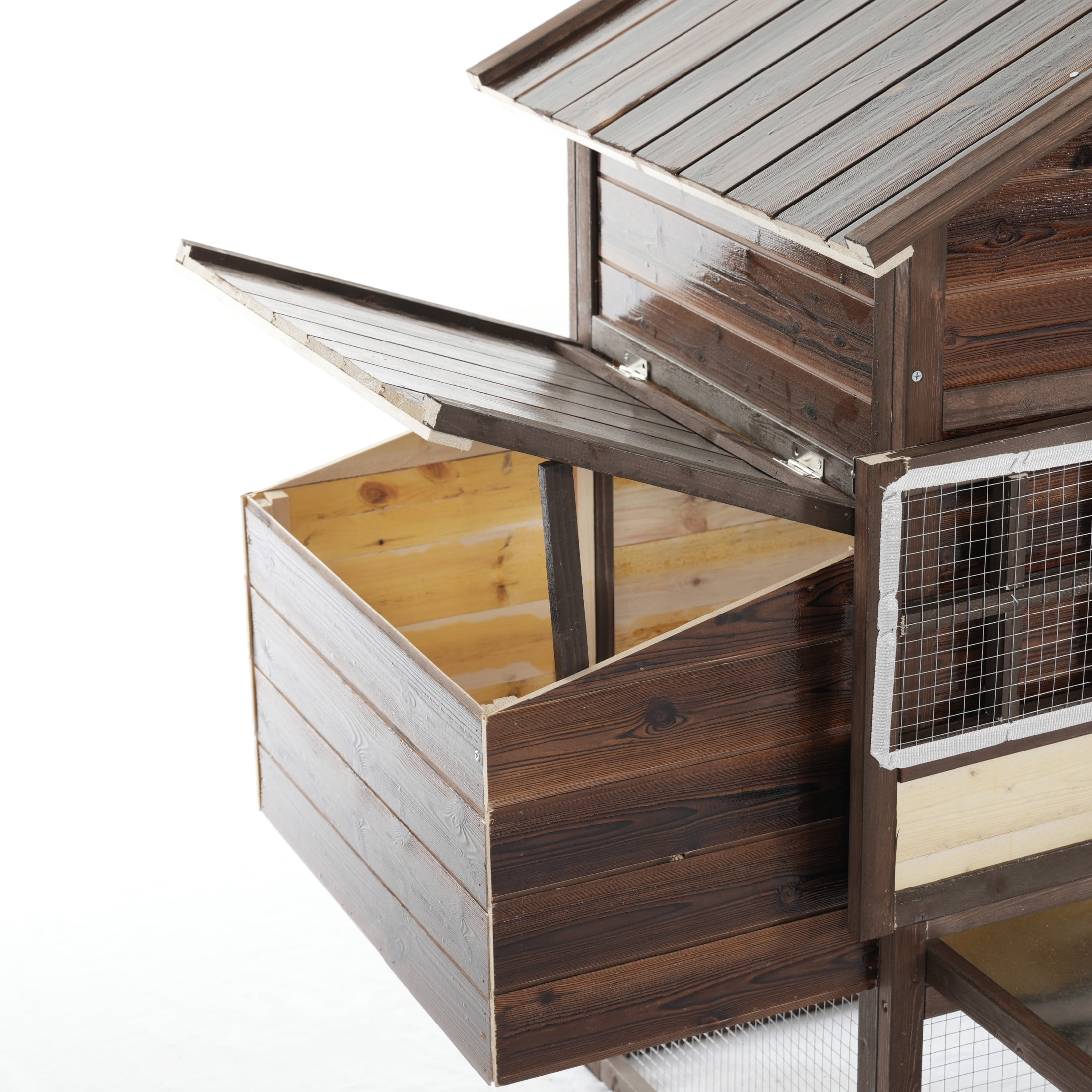 Christopher Knight Home Outdoor Wooden Chicken Coop, Elevated Hen House with Run, Nesting Box, Dark Brown