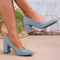 thumbnail image 2 of Win s Way Women's Pointed Toe Low Cut Chunky Heel Pumps Comfort Slip On Work Casual Dress Shoes, 2 of 9