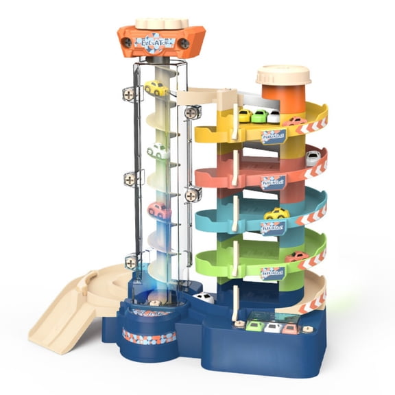 Esaierr 2-6Y Kids Baby Toys Rotating Slide Building Five-Story Parking Lot Set Toddler Boy Toys