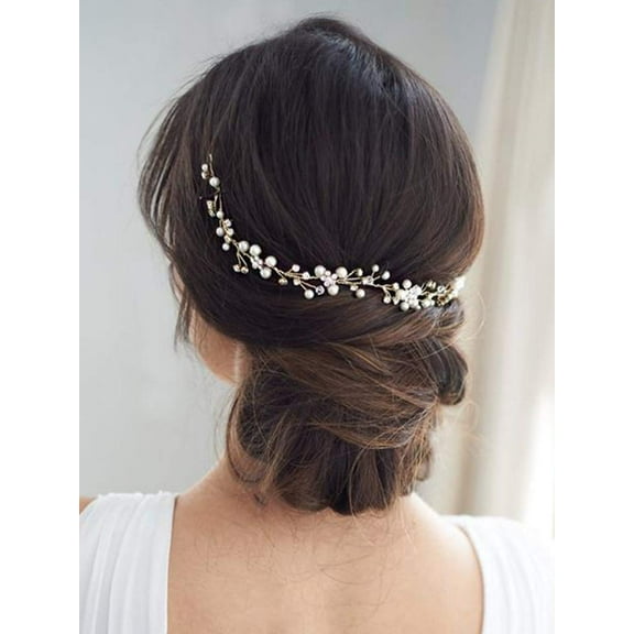 Bride Rhinestone Wedding Hair Piece Crystal Flower Hair Vine Pearl Bridal Hair Accessories for Women and Girls HV176 (1 Silver)