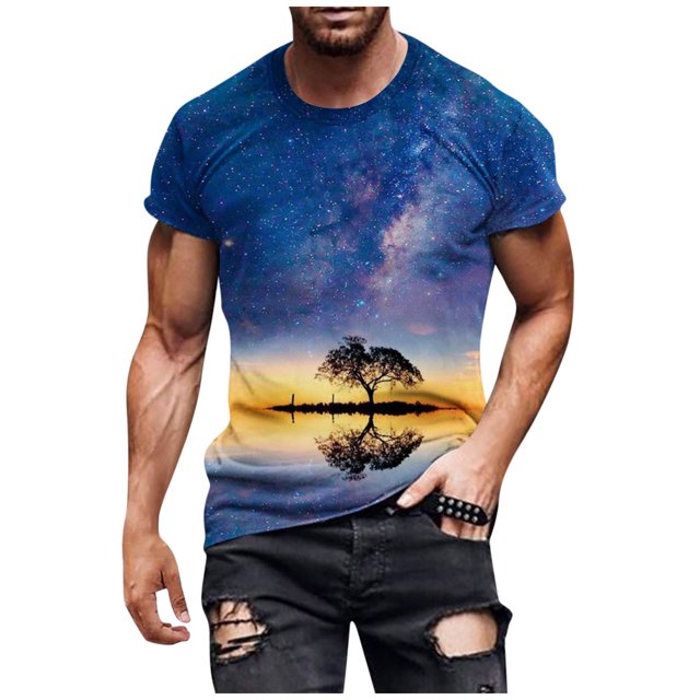 European And American Round Neck Casual Colorful Style Printed Short Sleeved T-shirt Top 4XL