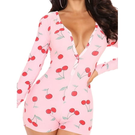 

Tregren Women s Deep V Neck One Piece Bodysuit Love Print Bodycon Jumpsuit Rompers Pajamas
